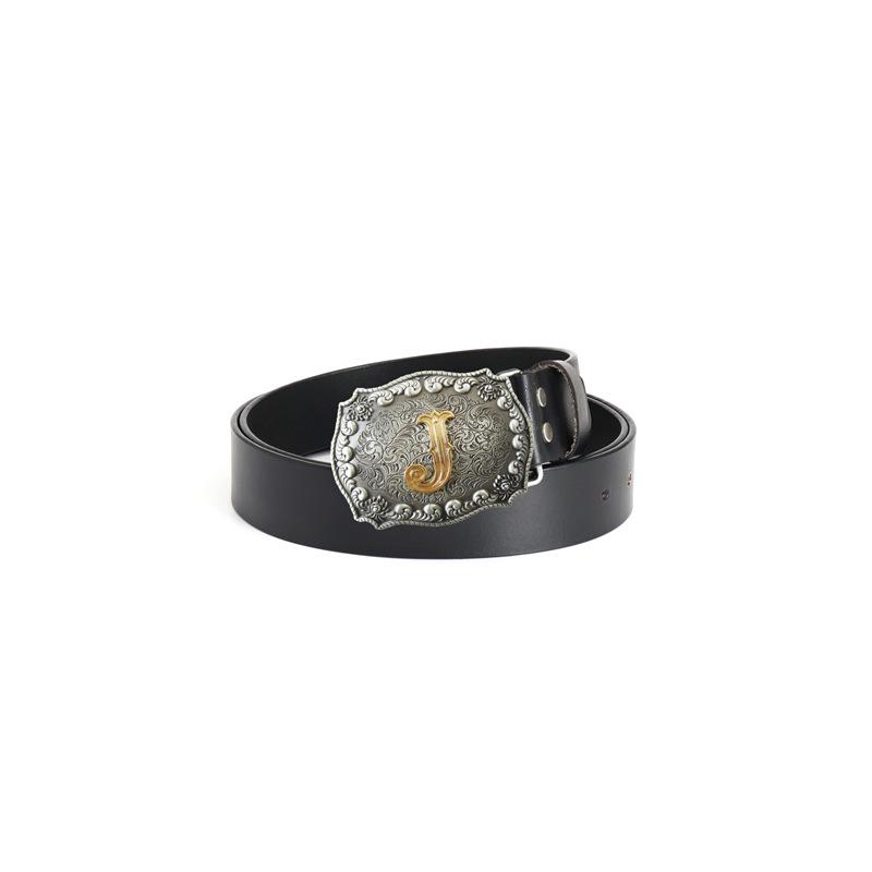Fashion Personality Western Denim Belt Men's Letter J Smooth Buckle Belt