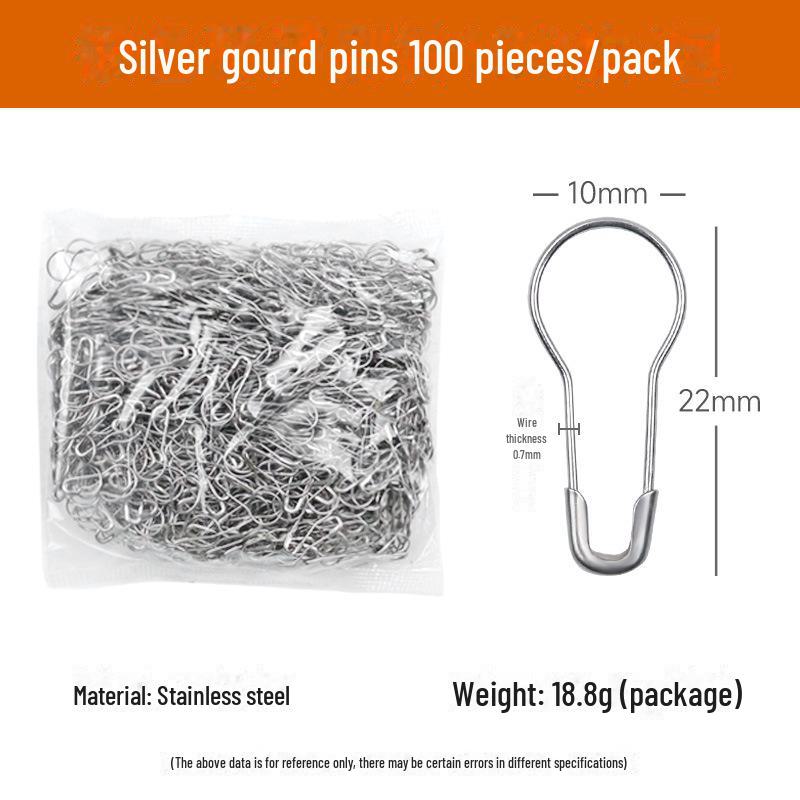 Gourd-Shaped Metal Safety Pins: Iron, Copper, Stainless Steel In Gold, Silver, Black - Clothing Tags/Small Pin Buckles