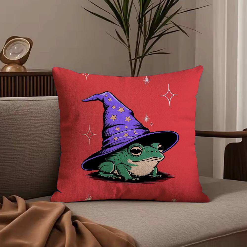 W-Wizard frog Anime Pillow Case Anti-dustmite Pillowcase Invisible zipper silky short plush Sofa cushion cover