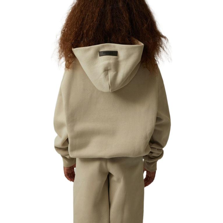 Fear of God Essentials 1977 Collection SS22 Graphic Print Hooded Sweatshirt Kids Tops Wheat FOG-SS22-306