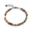 1 Stück Schwarzes Calcit Armband für Damen und Herren - Armband mit Tigerauge Perlen aus Edelstahl