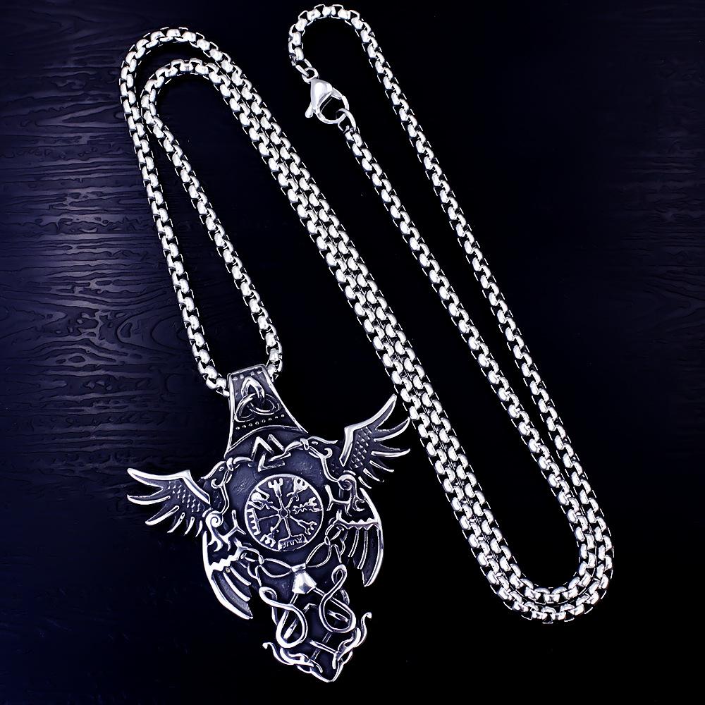 Halsband Herrar Nordisk Viking Kompass Symbol Hänge