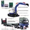 150 Flatbed Trailer with Bulldozer Semi-Trailer Alloy Engineering Car Model Toys Car for Boy Birthday Gift