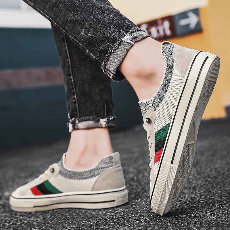 Flying Weave Fashion Men Casual Shoes Comfort Soft Mens Running Sneakers Lightweight Platform Loafers Slip On Male Walking Shoes