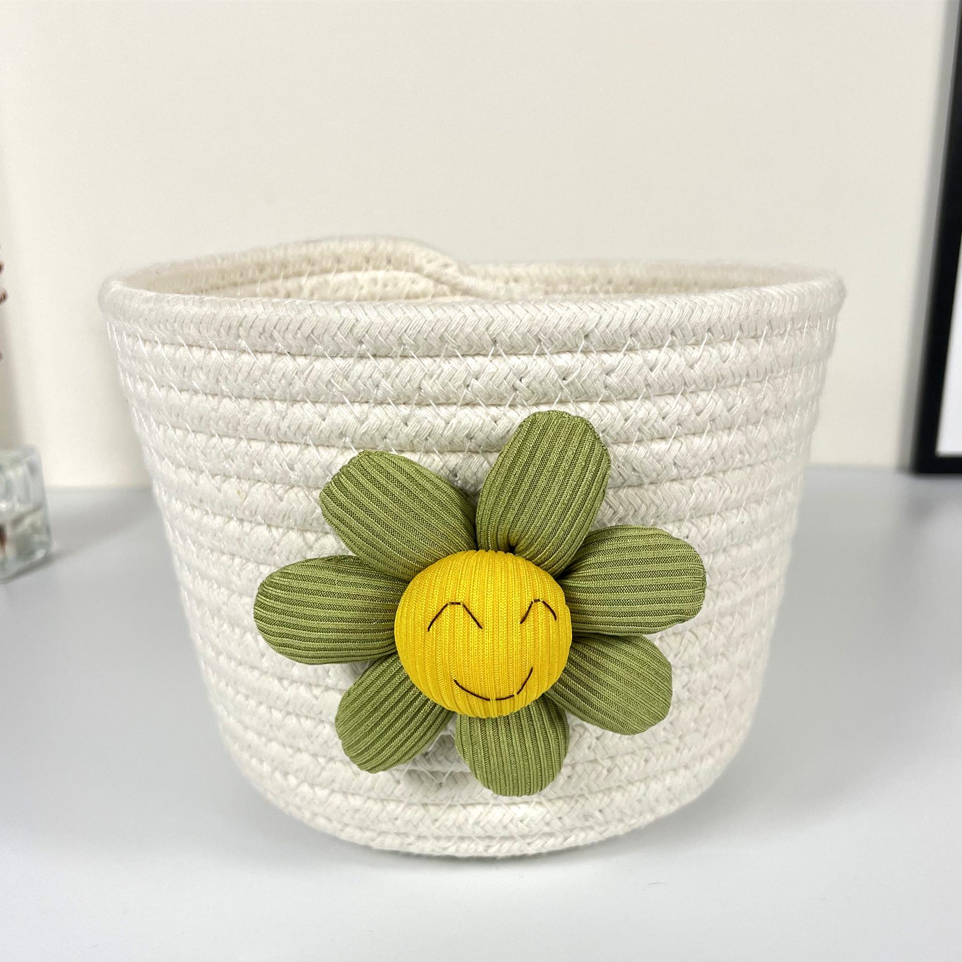 

Small Woven Cotton Linen Desktop Storage Basket for Snacks and More