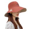 Women Summer Reversible Marguerite Embroidery Sun Protection Hat Fisherman Cap