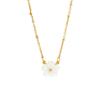 ins French light luxury white shell peach blossom pendant necklace women's plated 18k gold stainless steel exquisite collarbone chain
