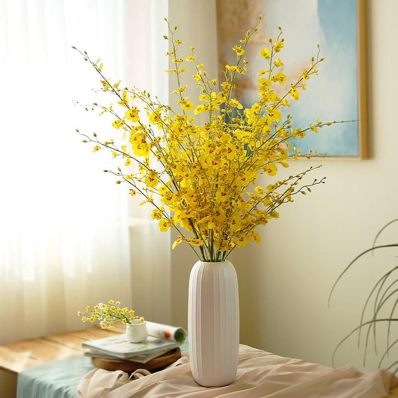Orchid Yellow Dancing Silk Flower Arrangement For Table Photography Centerpiece