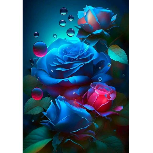 DIY 5D Diamond Painting Blue Rose Butterfly Flower Picture New 2023 Mosaic Art Diamond Embroidery Cross Stitch Kits Crystal Inlay Home Decor U63
