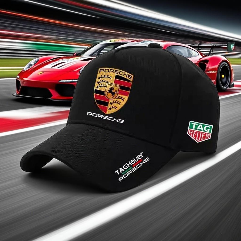 For Porsche Logo 3D Hat Car MOTO GP Racing F1 Car Duck Tongue Cap Baseball Cap Hat Adjustable Casual Trucket Hat Accessories
