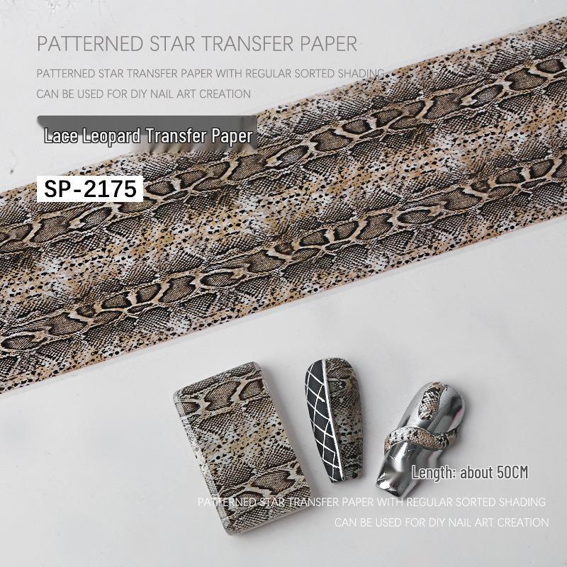 Starry Sky Nail Art Transfer Stickers: Lace & Leopard Laser Prints