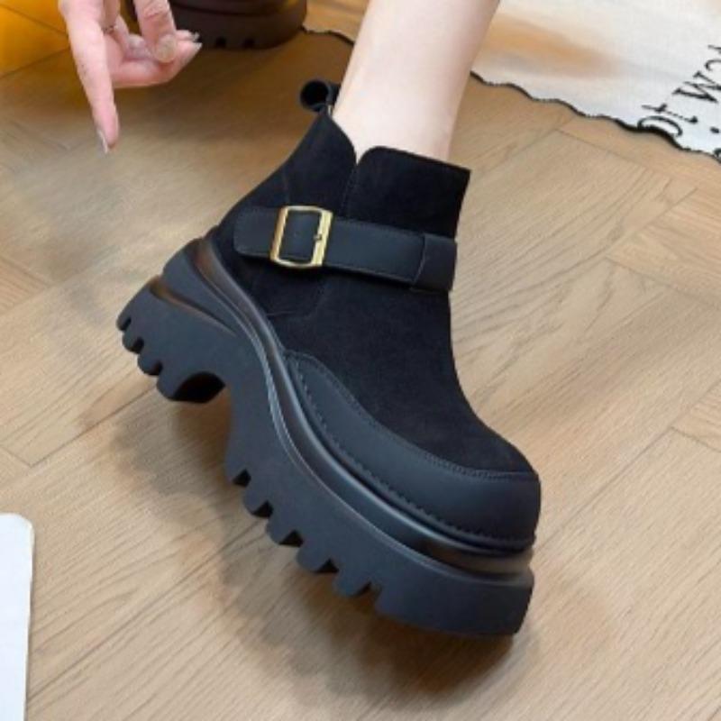 Fashion Ankle Boots for Women High Heels Fashion Buckle Shoes 2025 Designer Suede Winter Short Boots Cozy Dress Pumps Casual Zapatillas