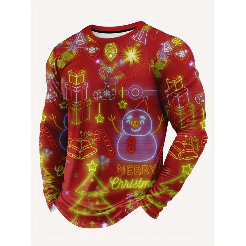 Men's casual sports long-sleeved T-shirt, Christmas clothing 3D printing, comfortable and breathable