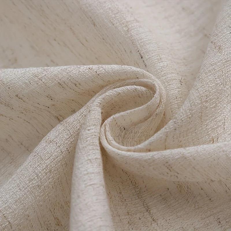 Solid Color Linen Plus Fringe Curtains Living Room Bedroom Balcony Semi-Blind Curtains, French Rustic Style Curtains