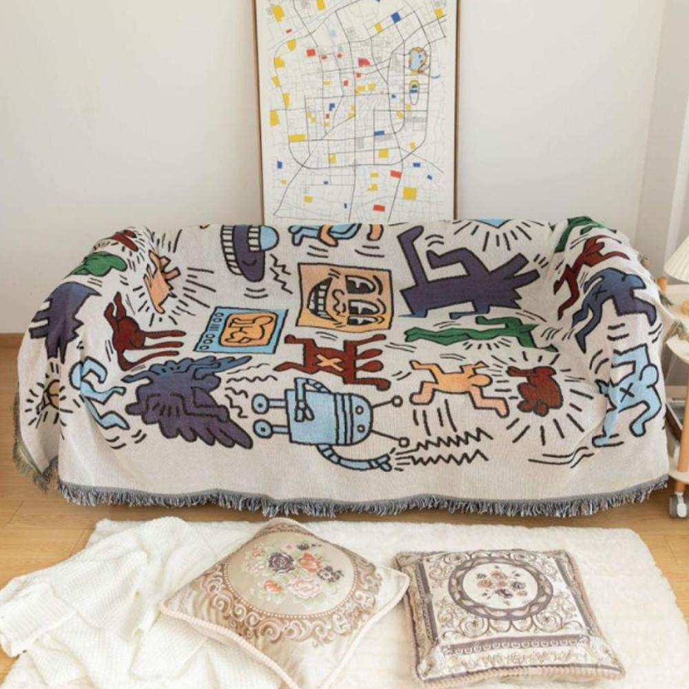 Graffiti Sofa Cushion Dust Nap Blanket Scandinavian Style Sofa Dust Cover Full Cover Cloth Sofa Cover Tablecloths