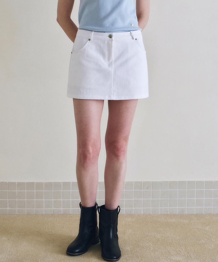 Roeil Rivet Cotton Mini Skirt_White
