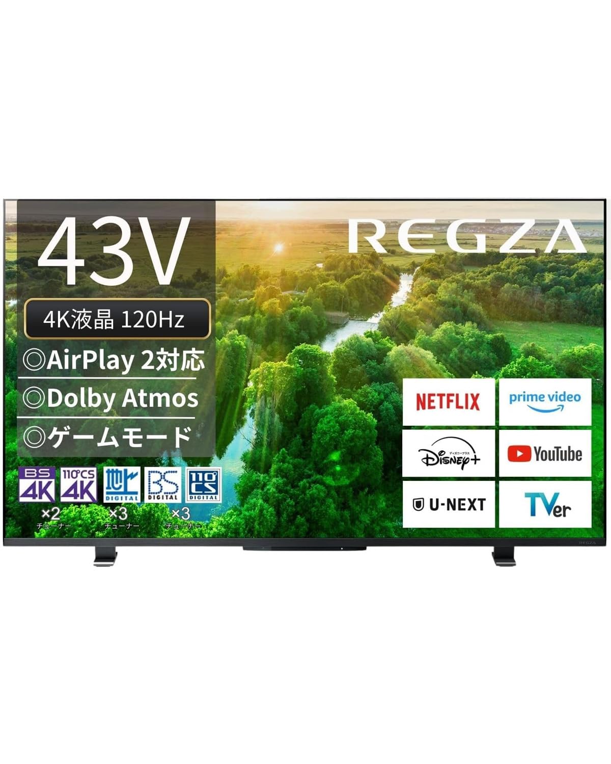 Téléviseur LCD 4K Regza 43Z570L Tuner 4K Disque dur externe Enregistrement de programme arrière Téléviseur intelligent 43 pouces Intégré (Modèle 2022)