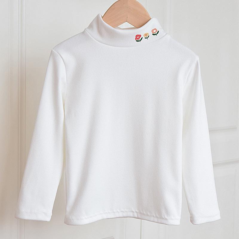 Toddler Kids Half High Neck Long Sleeve Solid Casual Thermal T Shirt Top