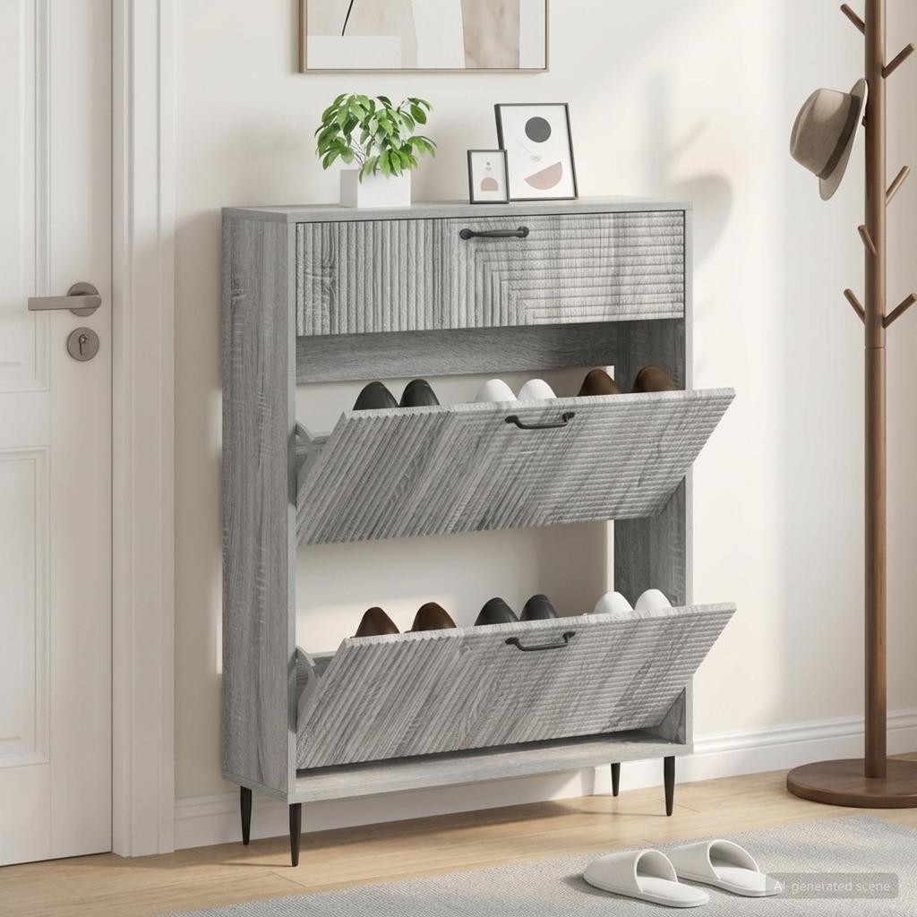 Shoe Cabinet HAARLEM 78 x 24 x 103 cm Engineered Wood Sonoma Grey