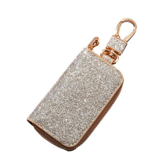 Faux Leather Car Key Case Mini Portable Glitter Men Women Car Key