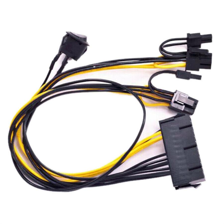 For PCIe Graphic Card ATX Power Supply Cable 24P To Dual 8P(6+2) w/On Off Switch