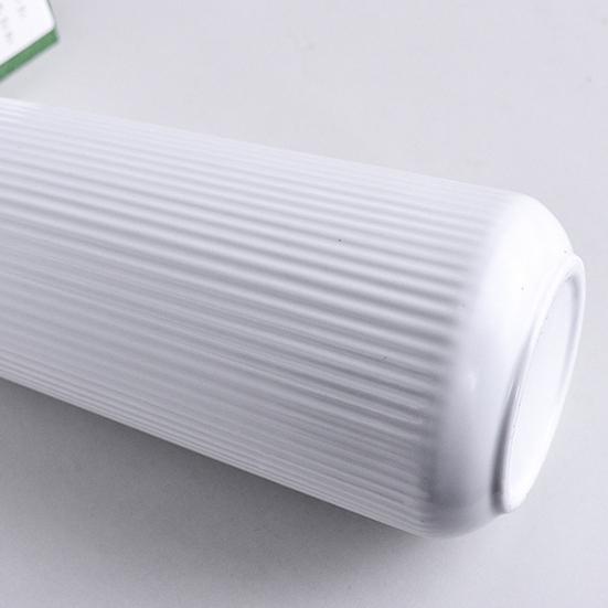 White Ceramic Vase Small Ribbed Textured Flower Vase for Pampas Grass Home Living Room Bedroom Dining Table Farmhouse Kitchen Shelf Table Decor