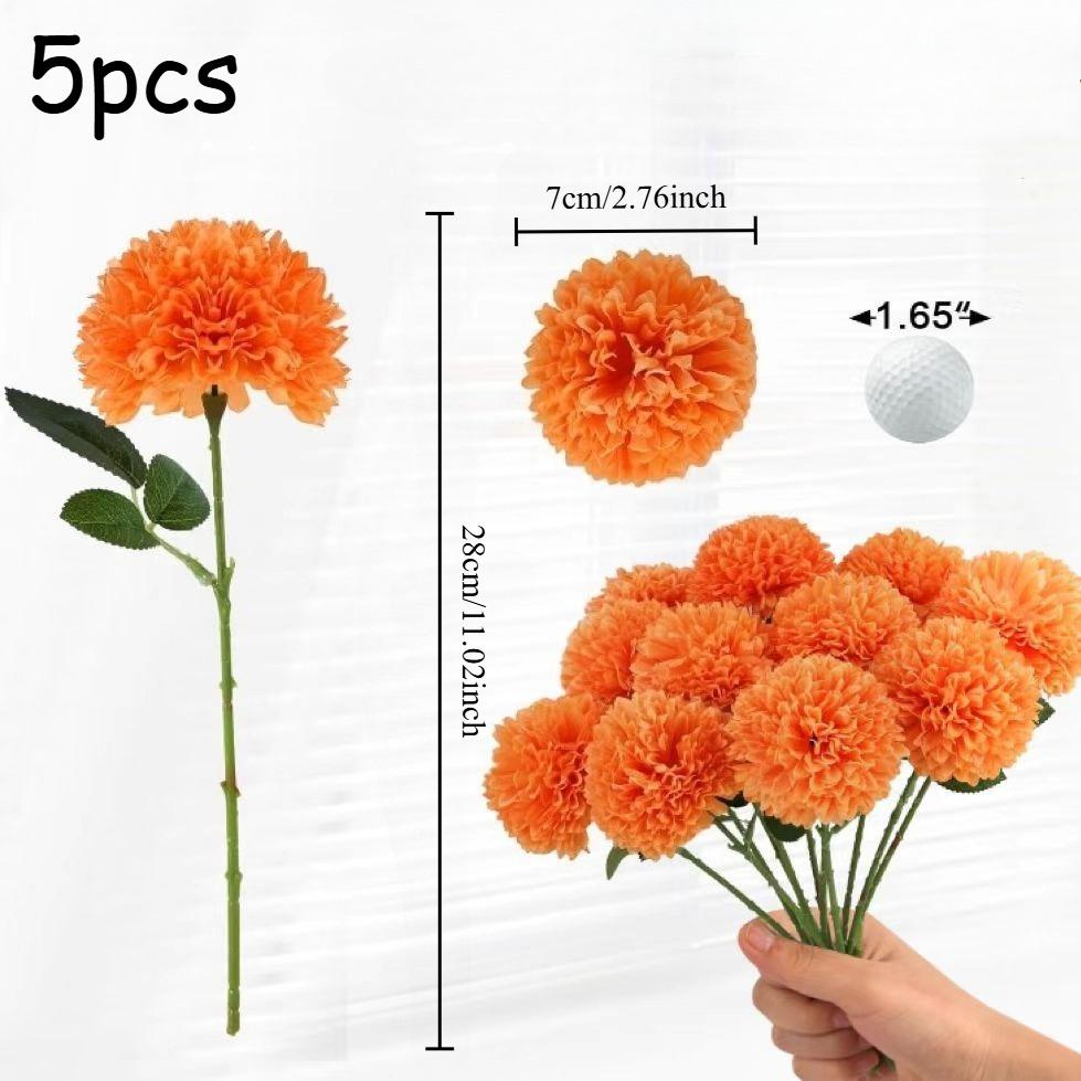 5pcs Artificial Fake Chrysanthemum,Long Stem,with No Container,for Halloween,Home Decor,Wedding Decoration ,Christmas Decoration
