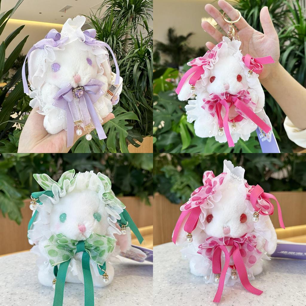Cute Lolita Rabbit Pendant Plush Toy Soft Short Plush Doll Girl Gift Decor 14cm