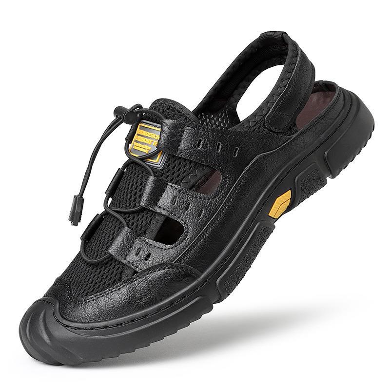 Baotou Sandalen Herren Sommer Herren Atmungsaktives Hohlnetz Herrenschuhe Outdoor Weiche Sohle Rutschfest und Abriebfest Lässige Strandschuhe