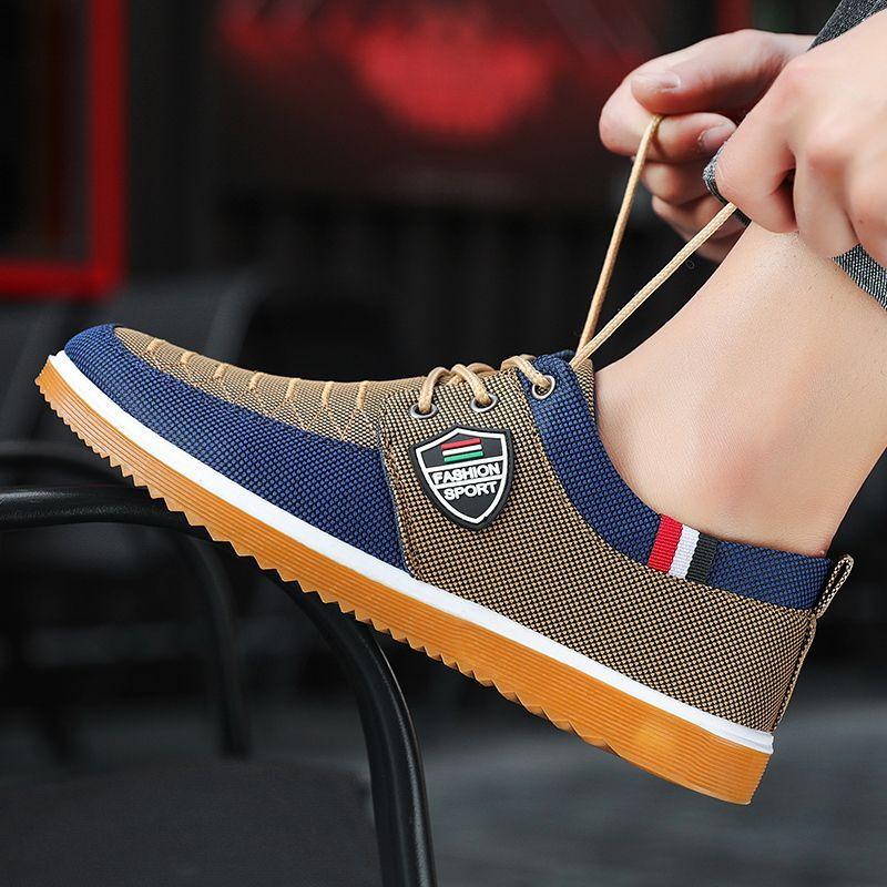 Men's Casual Shoes Lightweight Spring Autumn Canvas Male Shoe Flat Sneakers On Sale Adults New In Promotion Size 44 Non-leather