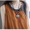 Literarische Baumwolle und Leinen Sommer Lockerer Trägerpullover Damen Dünne Asymmetrische Bluse Knopfdekoration Nähte