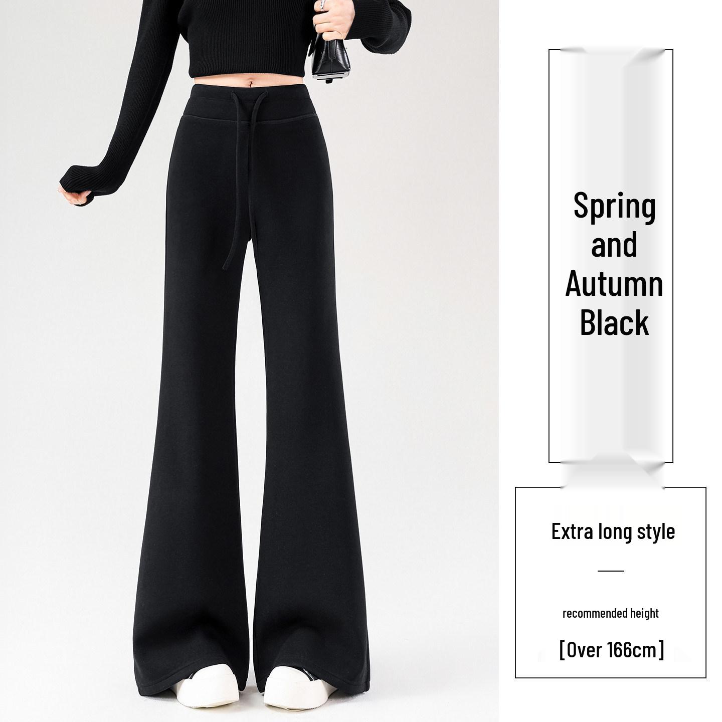 

Women s 2026 Wool Micro-flare Wide-leg Pants with Sticky Rice Design, Plus Velvet, Petite, for Spring, Autumn, Winter M