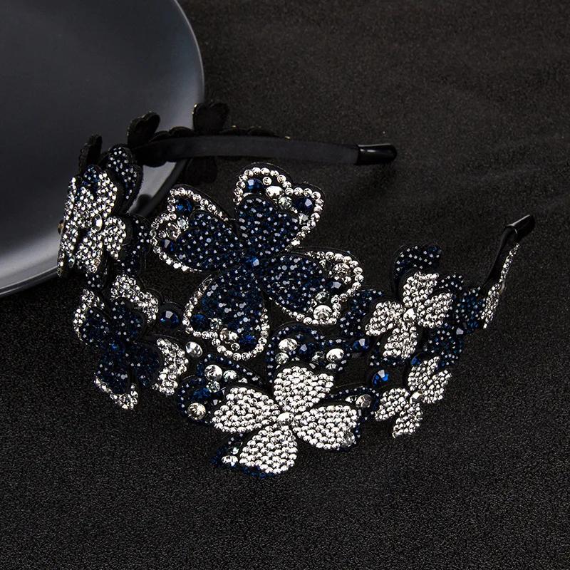 

Diamond Flower Hair Bands Korea Wide Edge Non-slip Crystal Wide Edge Headband Hair Accessories Styling Tools Hair Clips