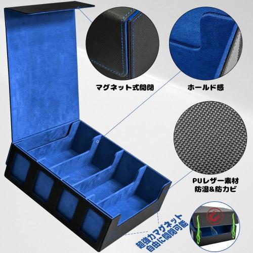 Socpuro 4-Column Magnetic Deck Case, Large Capacity (3200+ Cards), with Detachable Lid, PU Leather, Compatible with Magnetic Loaders, Window, Dividers