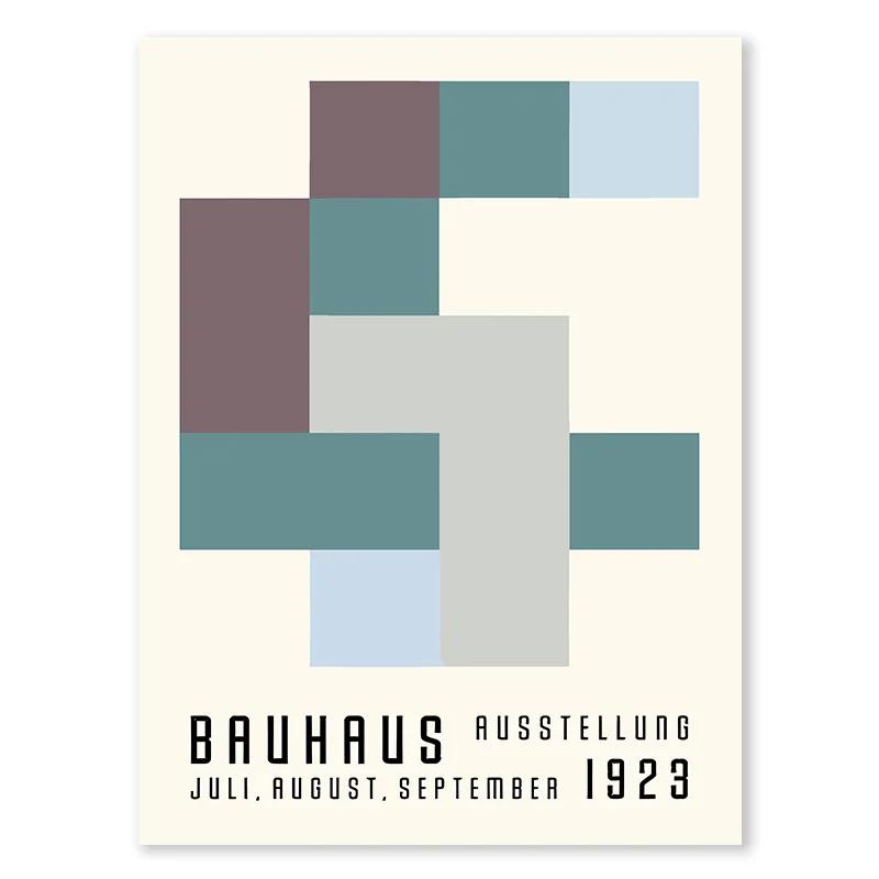 Black and White Bauhaus Minimalist Dark Series Poster Abstract Square Chair Line Canvas Painting Bedroom Living Room Wall Art