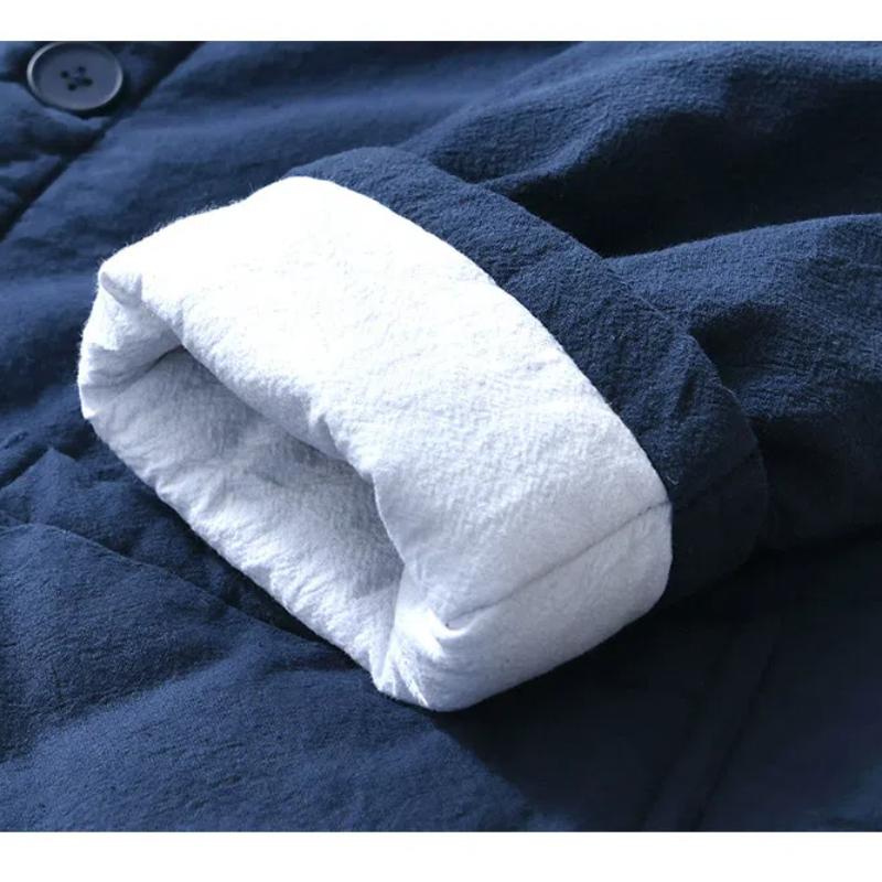 Autumn and Winter Warm Mens Jackets Chinese Style Traditional Clothing Padded Button Jacket Casual Lapel Collar Thicken Parkas Coat