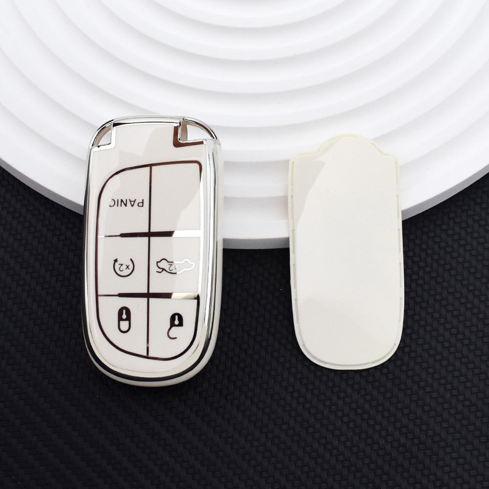 

Чехол для автомобильного ключа из ТПУ с 5 кнопками, чехол для дистанционного брелока JEEP Grand Cherokee Dodge JCUV Dart Journey Chrysler 300C Fiat белый