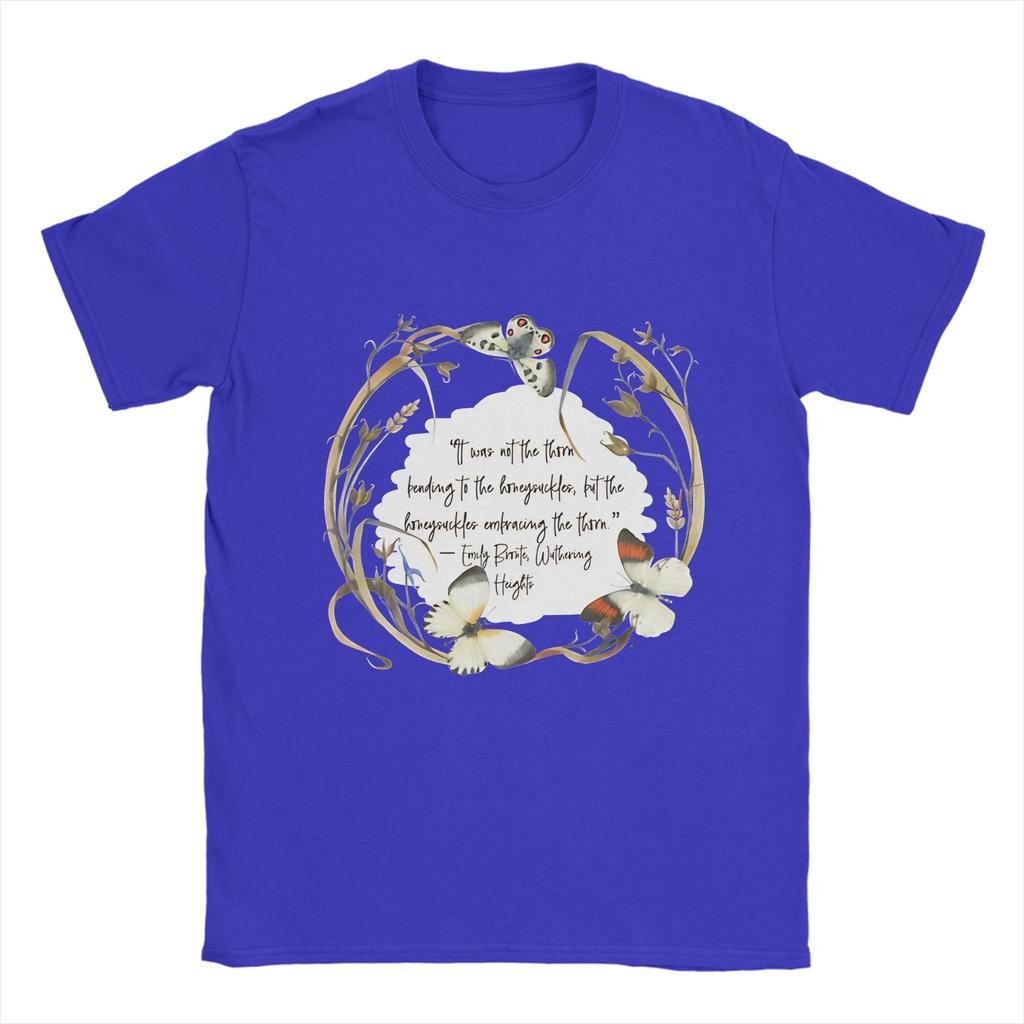 Unisexs Wuthering Heights T Shirts Emily Brontë Book Quote In Wreath With Butterflies Cotton Tops Tee Shirt 4XL 5XL TShirts