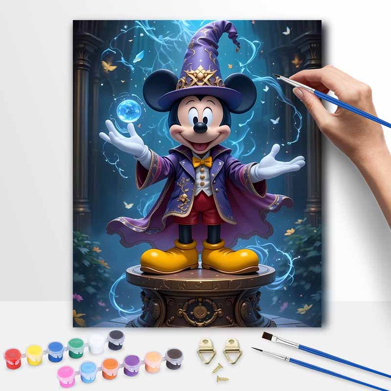 Disney digital oil painting art painting kit Mickey Mouse magic wizard theme manual diy painting for home decorations 20x30cm