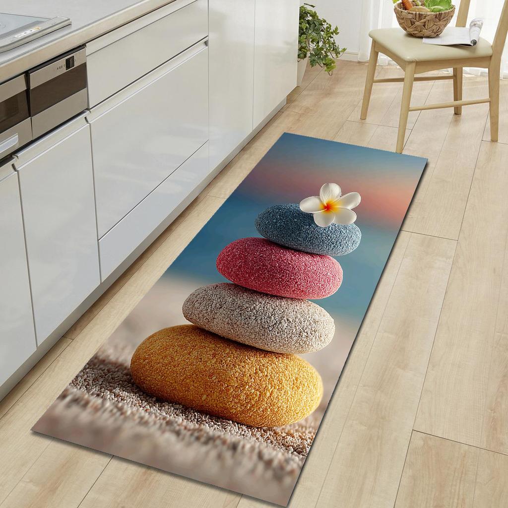 1Pcs Pebble Pattern Floor Mat Modern Kitchen Polyester Rug Non-Slip Colorful Indoor Carpet, For Home Bathroom Bedroom Living Room Decor