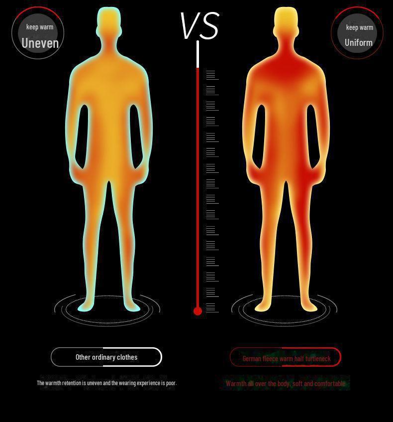 Men's Double-Sided Velvet Heat Storage Half Turtleneck Long-Sleeve Shirt - Warm Winter Base Layer