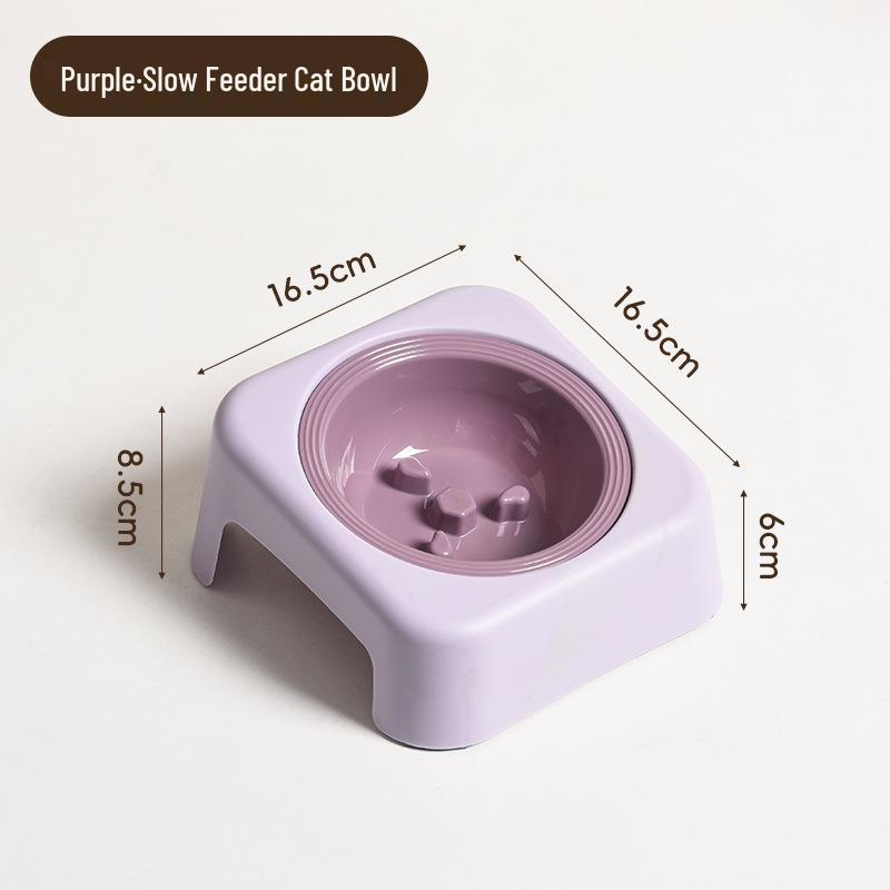 Slanted Double Cat Bowl - Anti-tip, Stainless Steel, Detachable, Washable, Anti-black Chin Cat Food and Water Bowl.