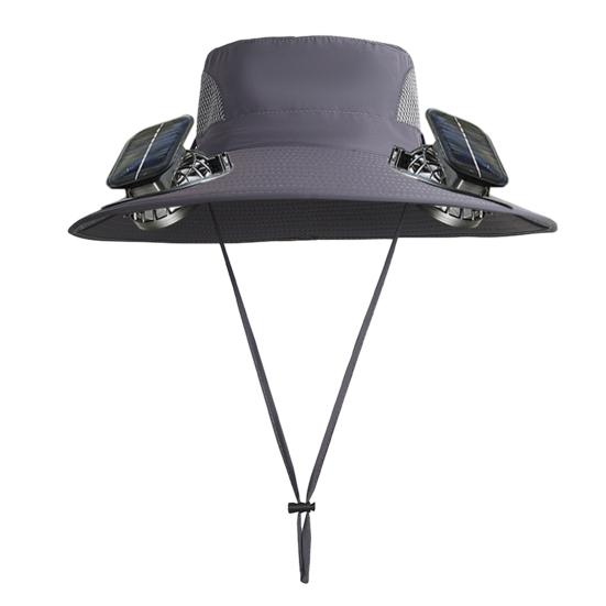 

2Pcs Summer Hat with Dual Solar Fans USB Charging Wide Brim Outdoor Fishing Hat Breathable Cooling Sun Protection Hat A