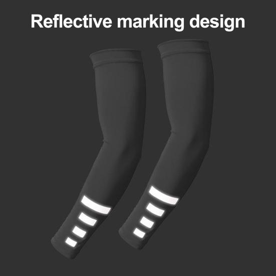 Sports Ice Sleeves for Men Women, Breathable Ice Silk Quick-Drying Arm Sleeves, Anti-Slip UV Sun Protection Sleeve with Reflective Safety Strips for