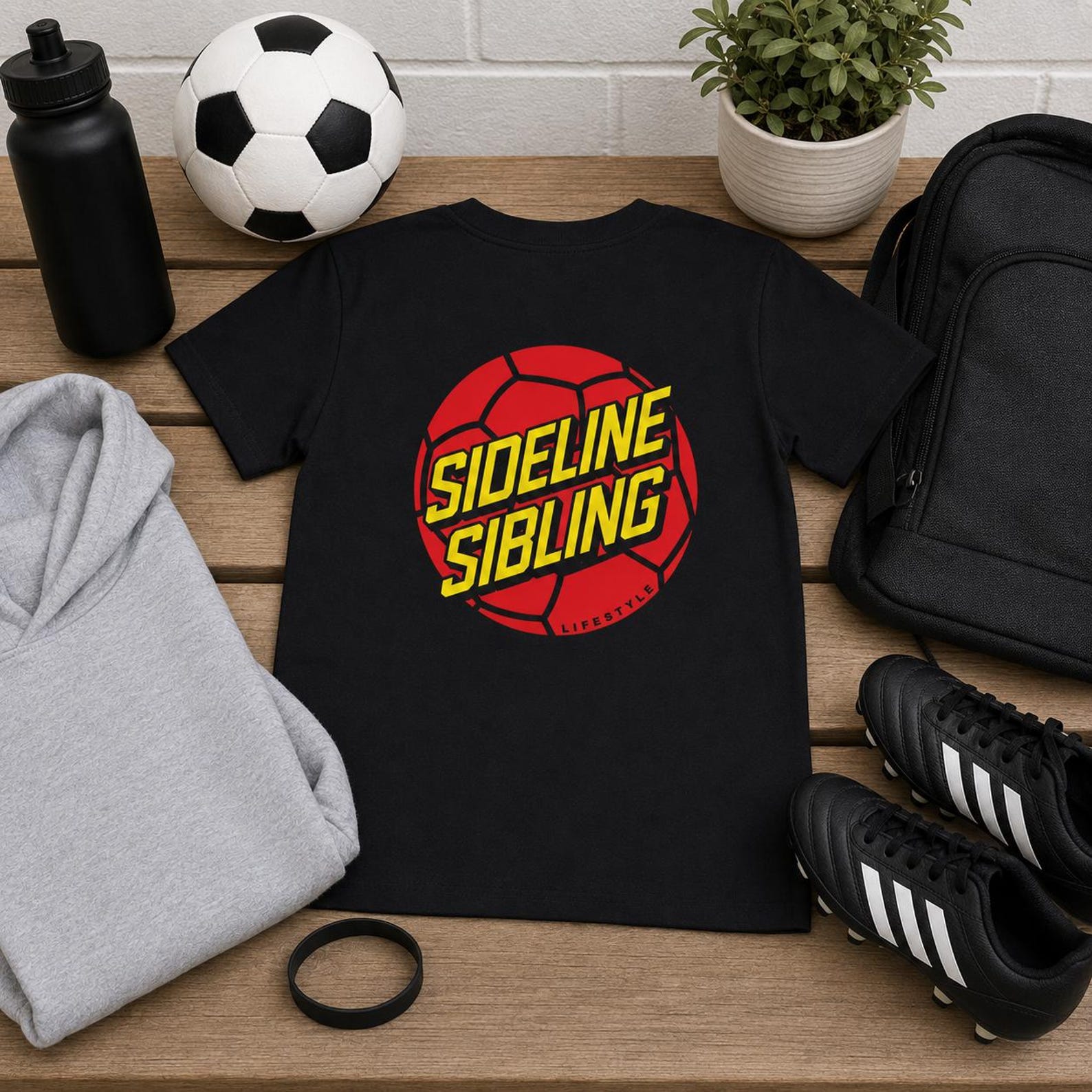 Sideline Sibling Youth Tee | Red Soccer Ball Graphic L