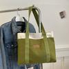 Canvas bag, new shoulder bag, fashionable and simple, contrasting colors, large-capacity tote bag, bag.