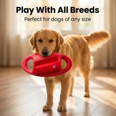 Rugby Ball Dog Toy Interactive Squeaky Chew Toy Tug of War Dog Toy with Dual Handles for Medium Large Dogs Fetch Outdoor Training