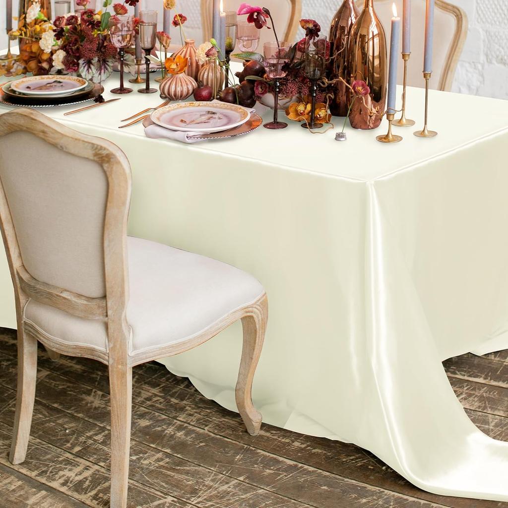 Satin Table Cover Rectangle Silky Soft Table Cloth, Satin Dining Tablecloths for Wedding Banquet Table Decoration, Dining Room