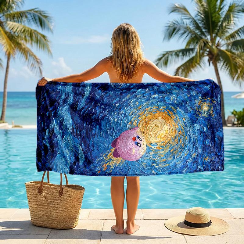 Kirby Fashion Beach Towel Portable Soft Quick Dry Towel For Swimming Camping Holiday Use