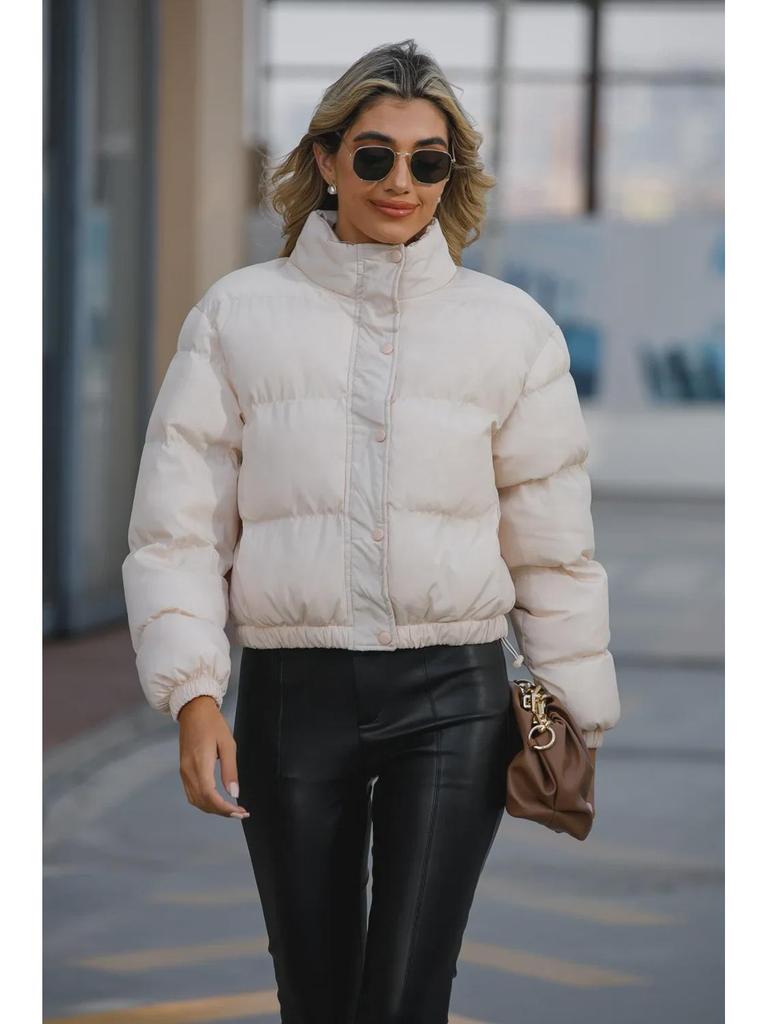 Damen Baumwollmantel mit Stehkragen und langen Ärmeln - Herbst/Winter 2022 Kollektion, Lässig & Warm, Stil 601